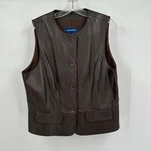 My Weekend Clothes Womens Leather Vest Size L‎ Brown Minimalist Classic